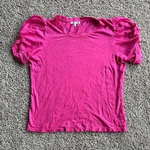 Sundry bright pink top with puffed sleeve